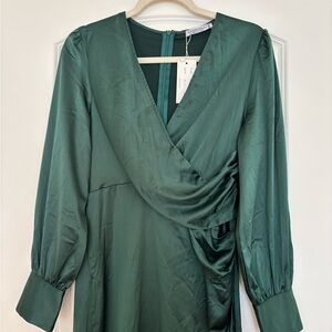Elegant Green Wrap Dress